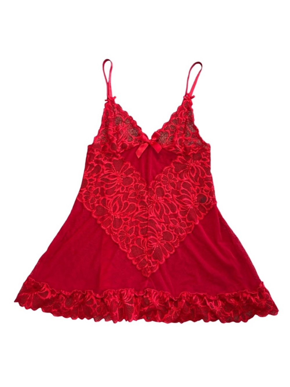 NWOT Frederick's of Hollywood *Scarlet Lace Slip Lingerie Nighty Nightgown Sz 1X